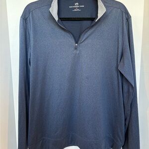 NWOT Southern Tide Navy Quarter-Zip with Striped Collar- size medium